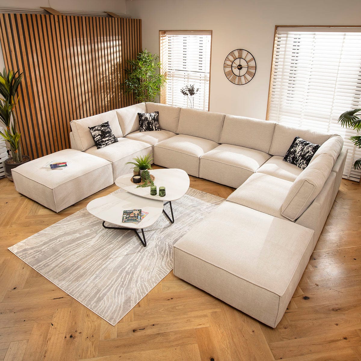 Rupert Modern 6 Seater Modular U-Shape Chaise Sofa Natural 374x285cm 10