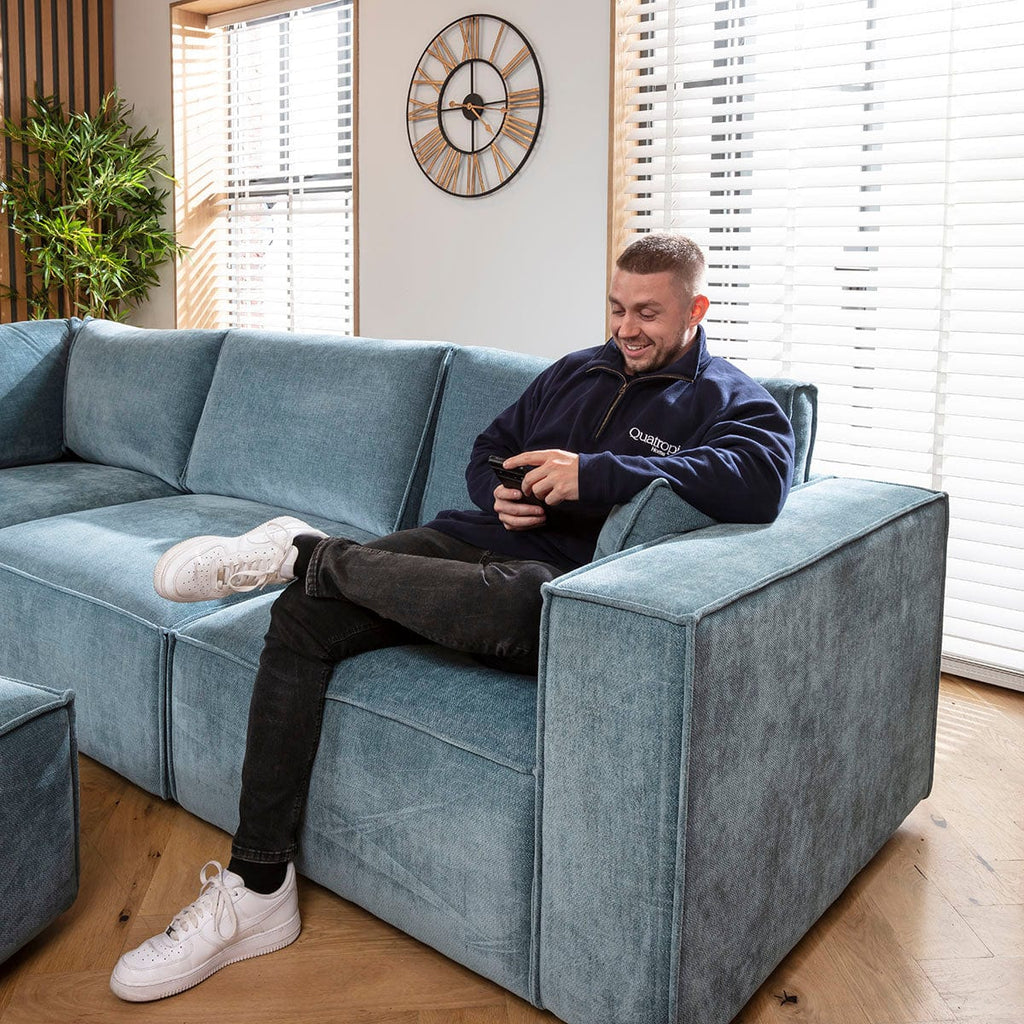 Rupert Right-Hand Armed Modular Sofa Section Aqua Blue 110x98cm