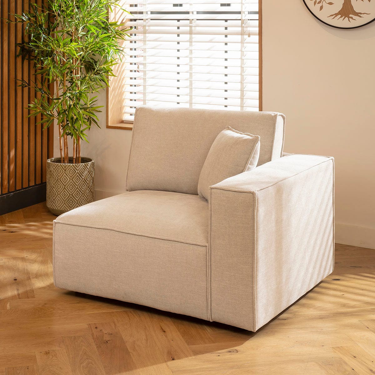 Rupert Right-Hand Armed Modular Sofa Section Natural 110x98cm