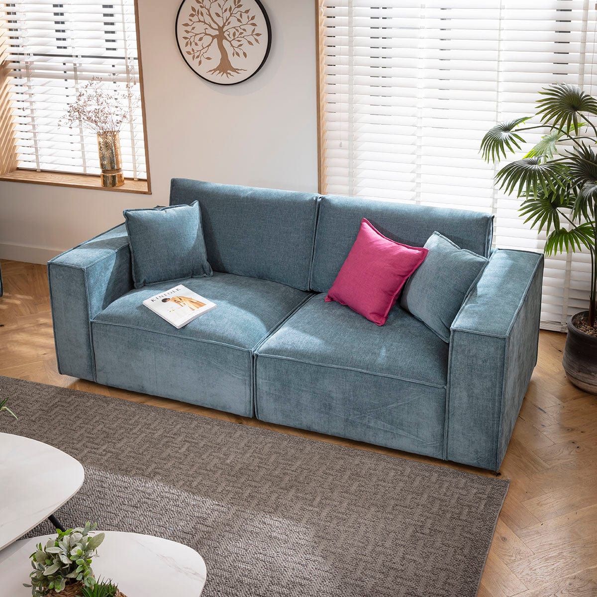 Rupert Small 2 Seater Sofa Aqua Blue 220x98cm 2S