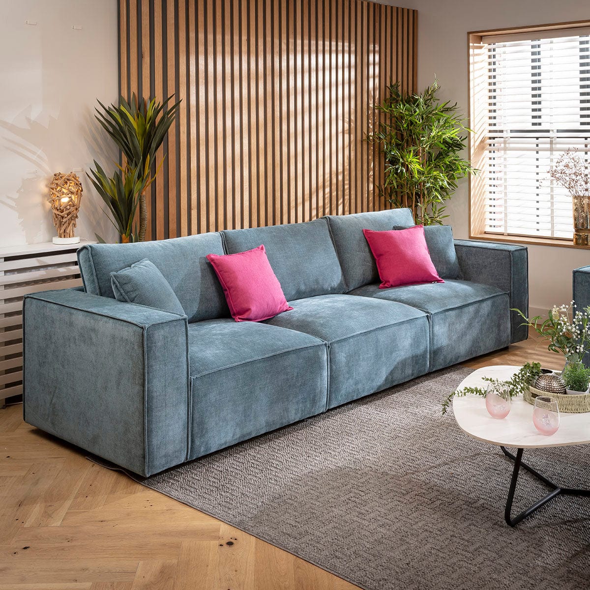 Rupert Small 3 Seater Sofa Aqua Blue 309x98cm 1