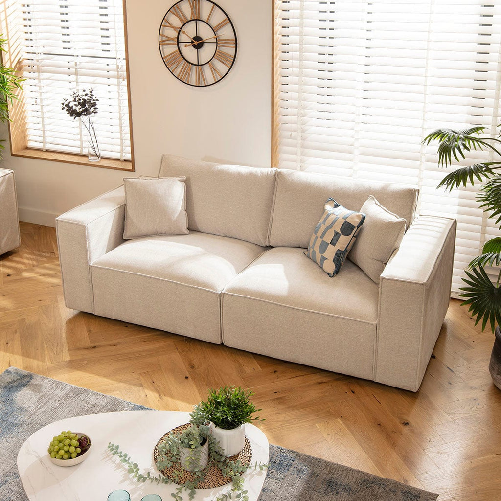 Rupert Small 3 & 2 Seater Sofa Set Natural Woven Fabric 1+2S