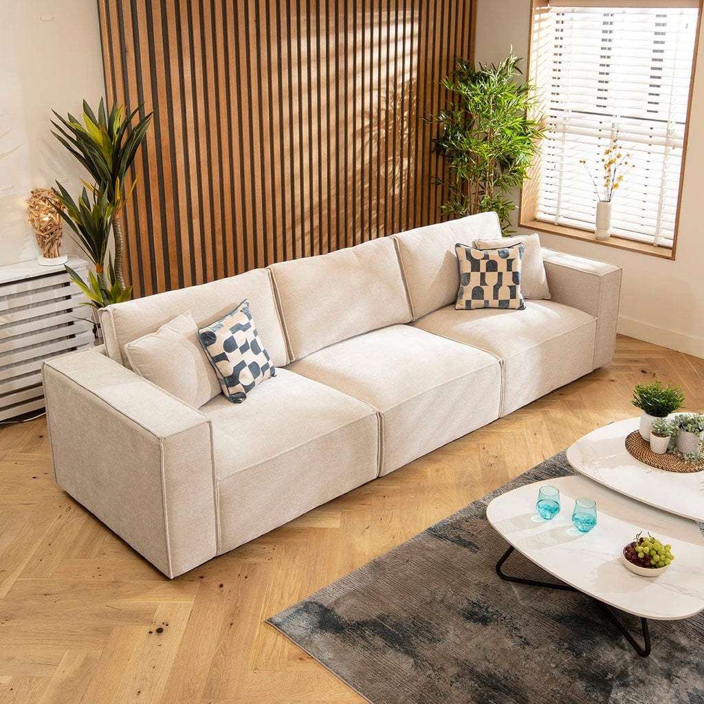 Rupert Small 3 & 2 Seater Sofa Set Natural Woven Fabric 1+2S