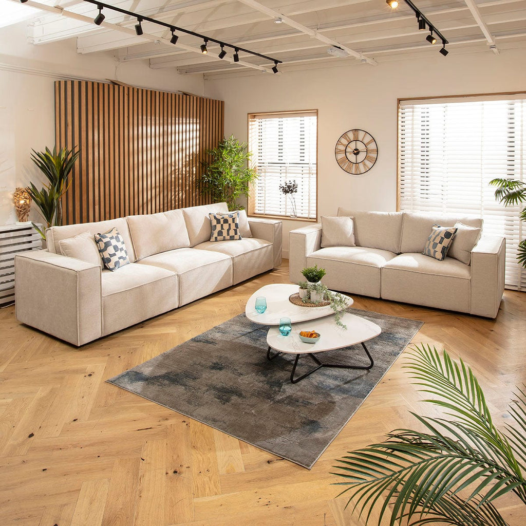 Rupert Small 3 & 2 Seater Sofa Set Natural Woven Fabric 1+2S