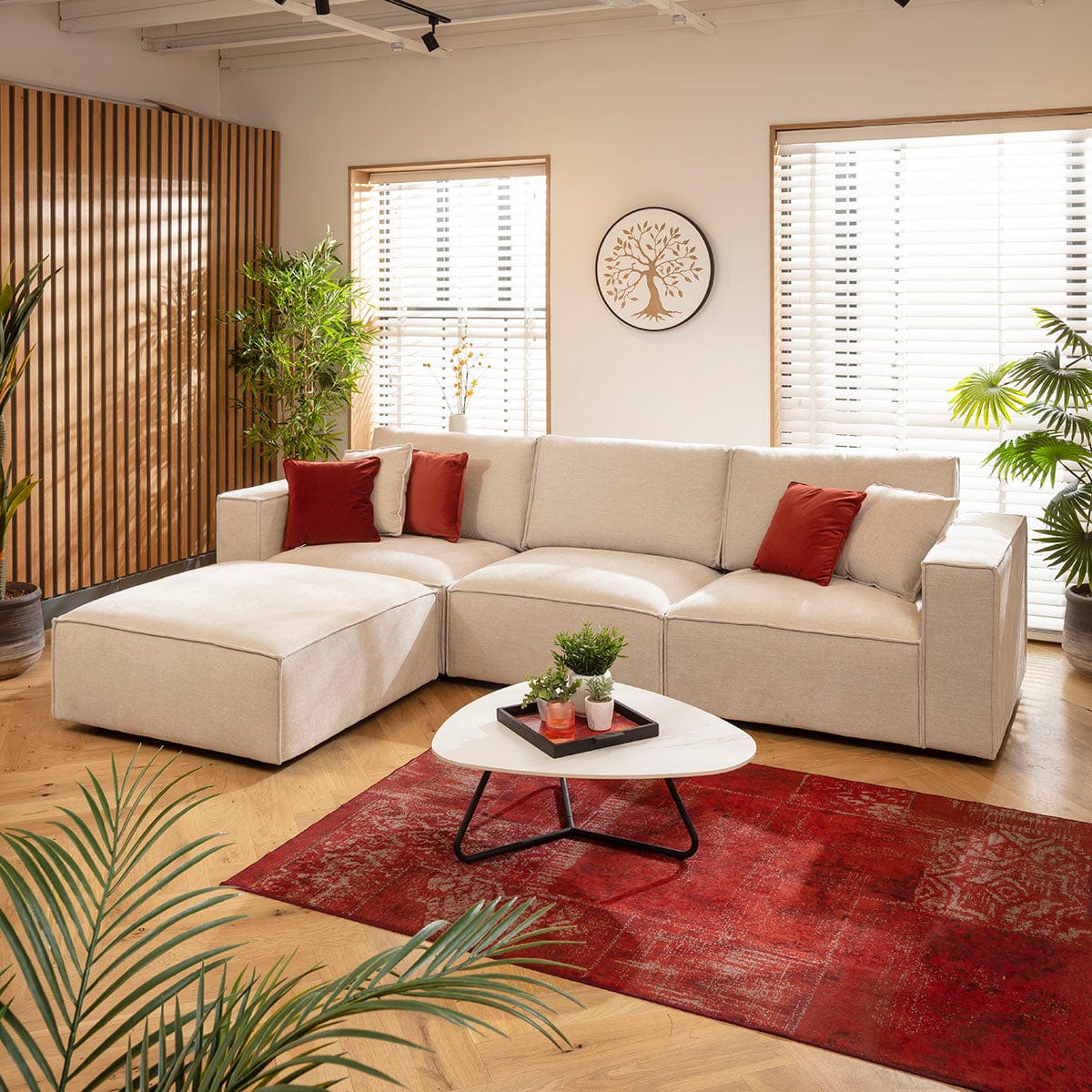 Rupert Small 3 Seater Modular Corner Chaise Sofa Natural 309x196cm 2