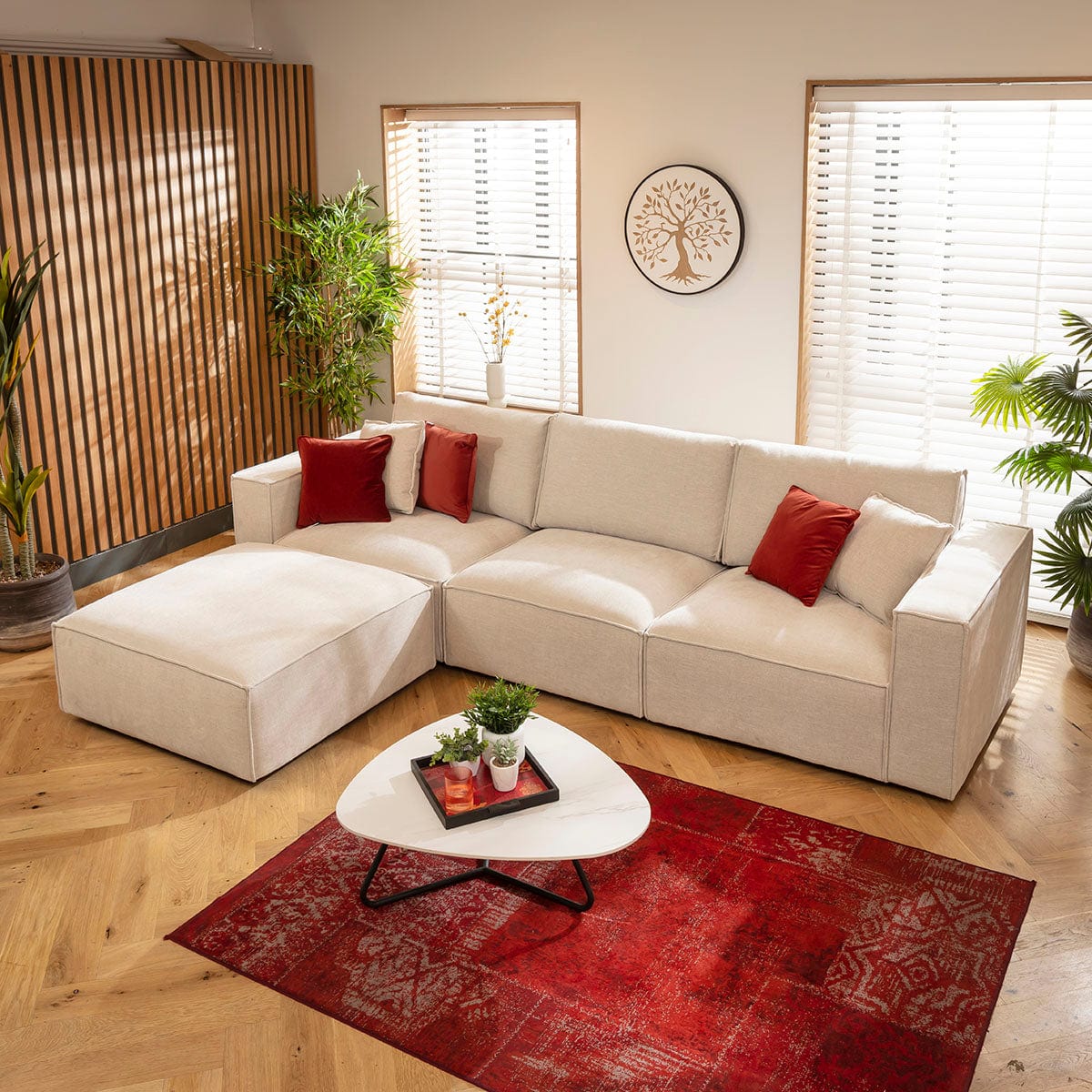 Rupert Small 3 Seater Modular Corner Chaise Sofa Natural 309x196cm 2