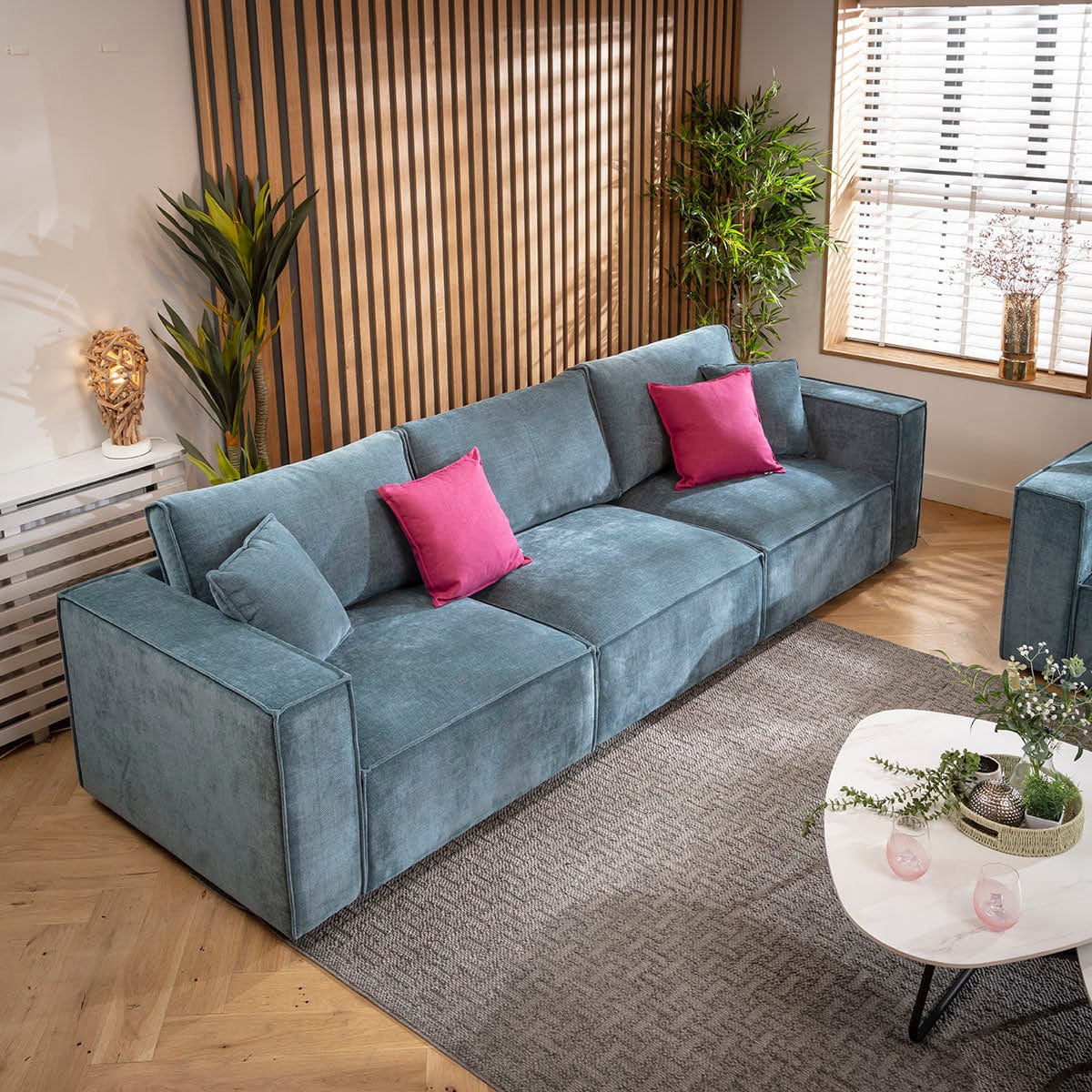 Rupert Small 3 Seater Sofa Aqua Blue 309x98cm 1