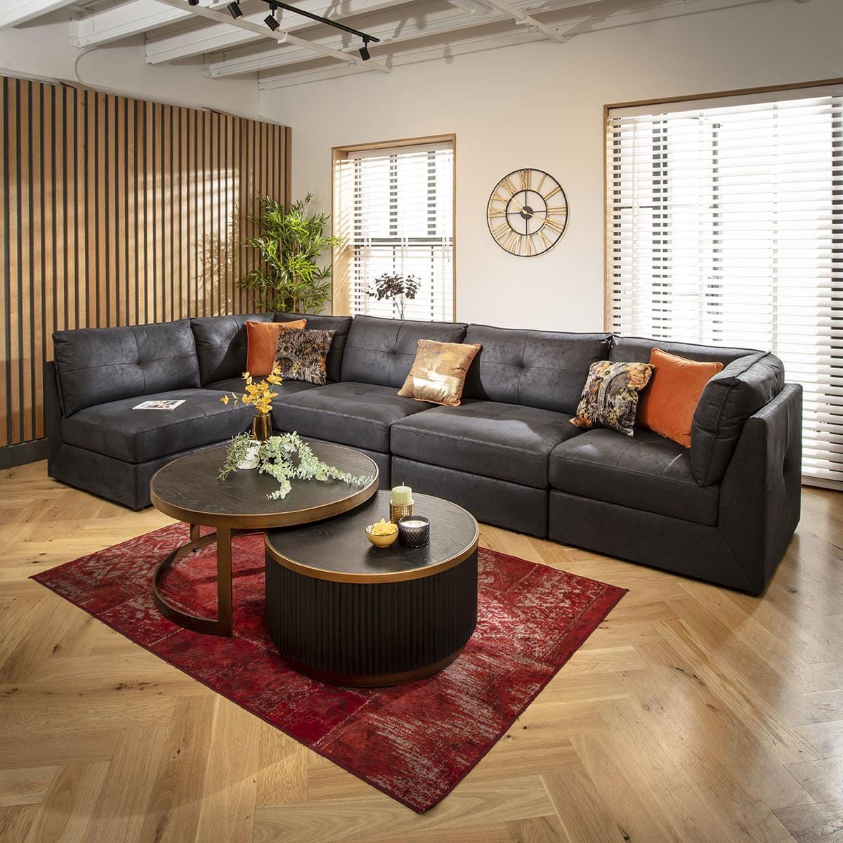 Archie 6 Seater Corner Sofa Black 360x180cm 13R