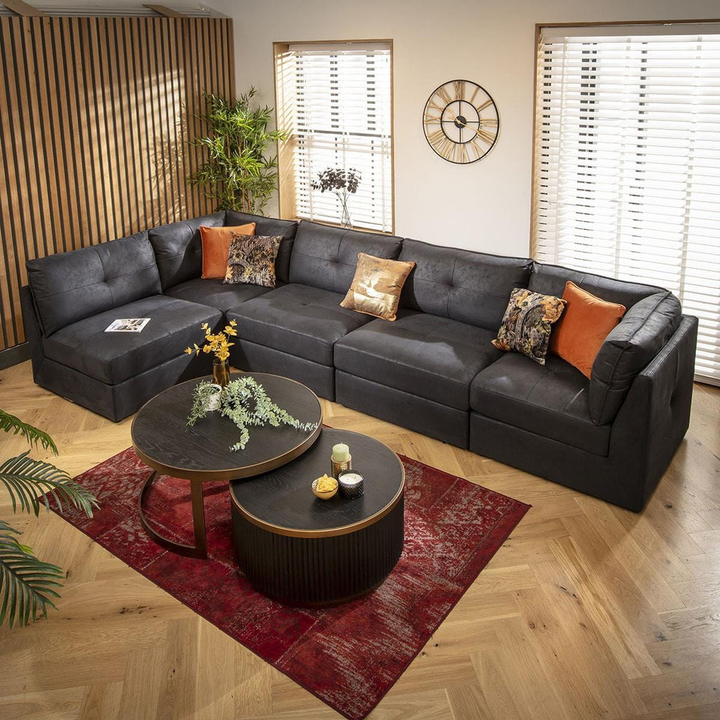 Archie 6 Seater Corner Sofa Black 360x180cm 13R