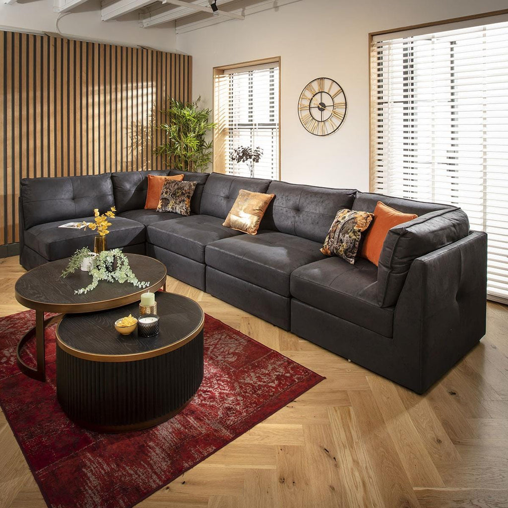 Archie 6 Seater Corner Sofa Black 360x180cm 13R