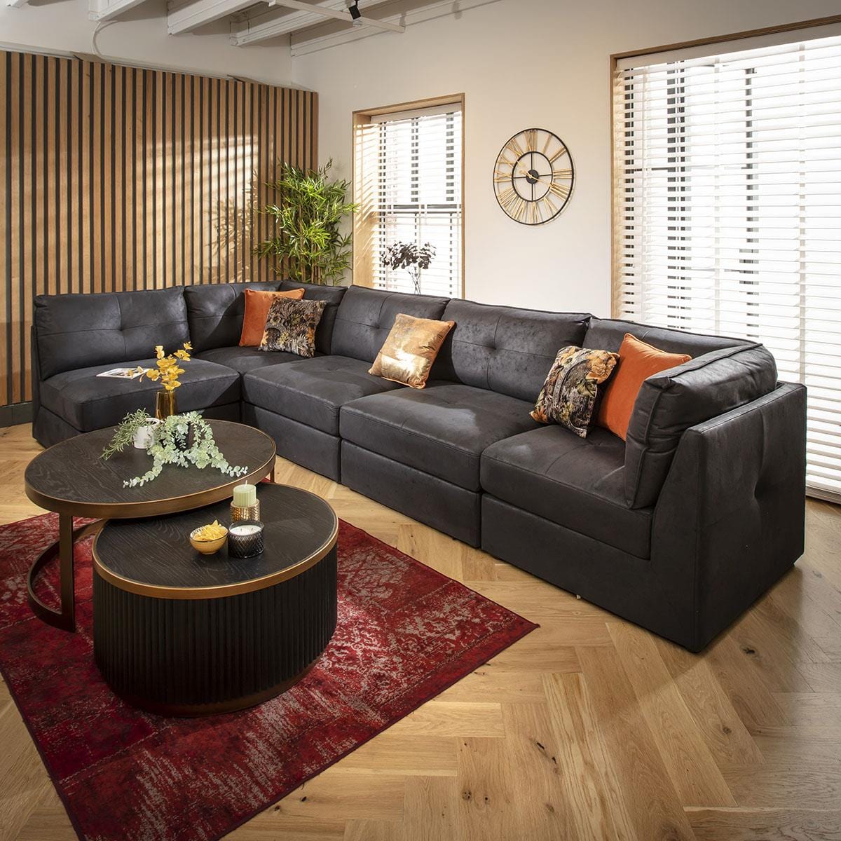 Archie 6 Seater Corner Sofa Black 360x180cm 13R