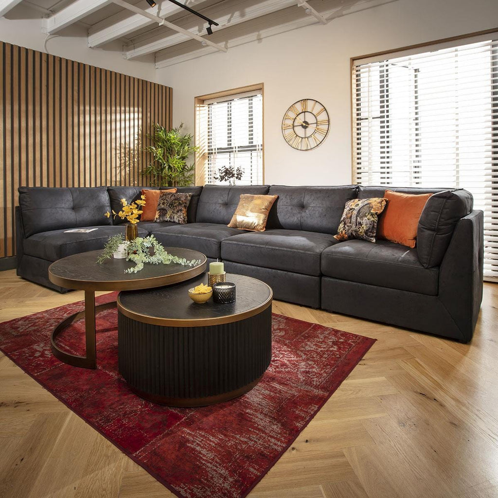 Archie 6 Seater Corner Sofa Black 360x180cm 13R