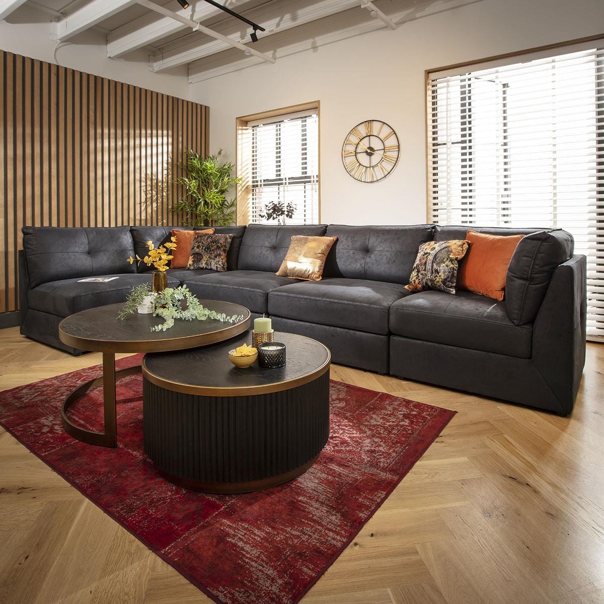 Archie 6 Seater Corner Sofa Black 360x180cm 13R