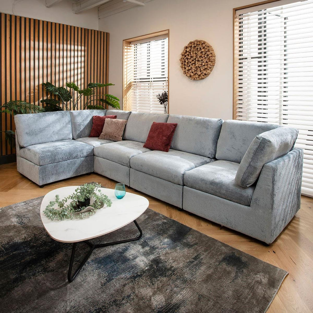 Sully 6 Seater Corner Sofa Blue Chenille 320x160cm 13R