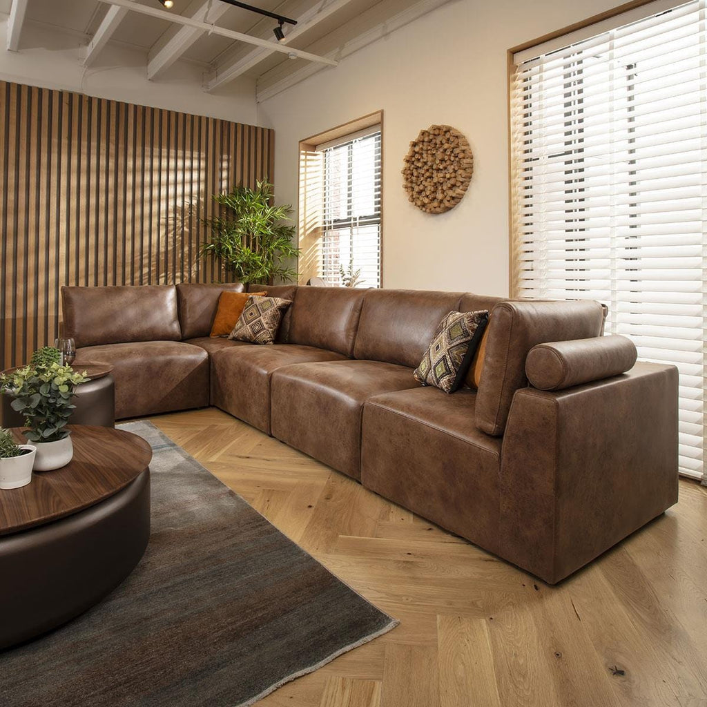 Martha 6 Seater Corner Sofa Antique Brown 348x174cm 13R