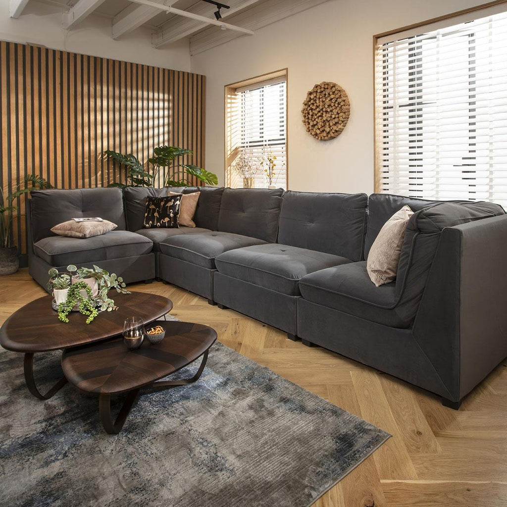 Anni 6 Seater Corner Sofa Grey Velvet 366x183cm 13R