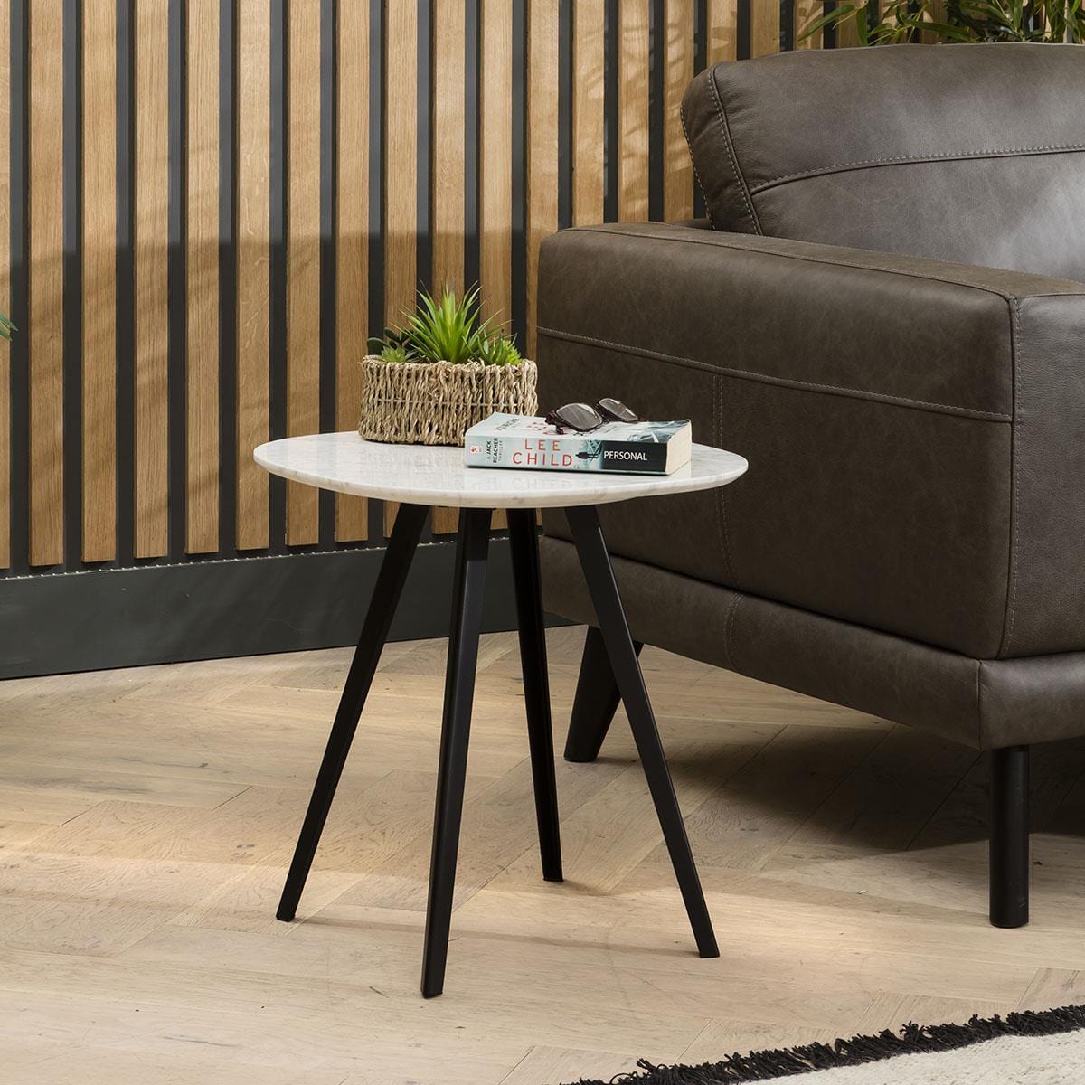 Set Of 2 White Marble Coffee Tables - Scandi-Inspired Luxury Metal Leg Design