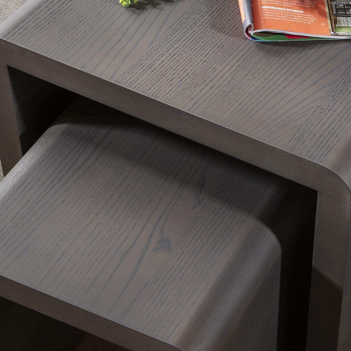 Set of 3 Nesting Side Tables Grey Oak Wash 60cm