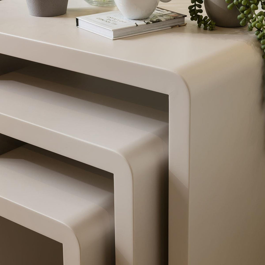 Set of 3 Nesting Side Tables Matte Chalk 60cm