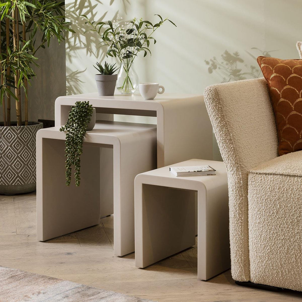 Set of 3 Nesting Side Tables Matte Chalk 60cm
