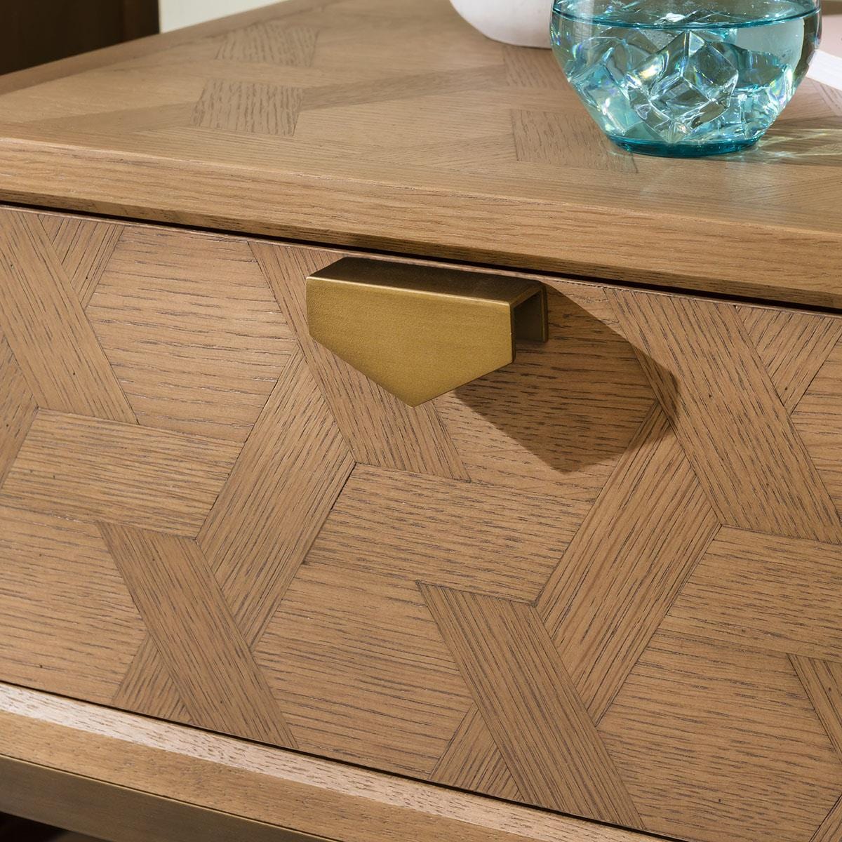 Hemingway Side Lamp Table with Drawer Oak & Gold Brown 50cm