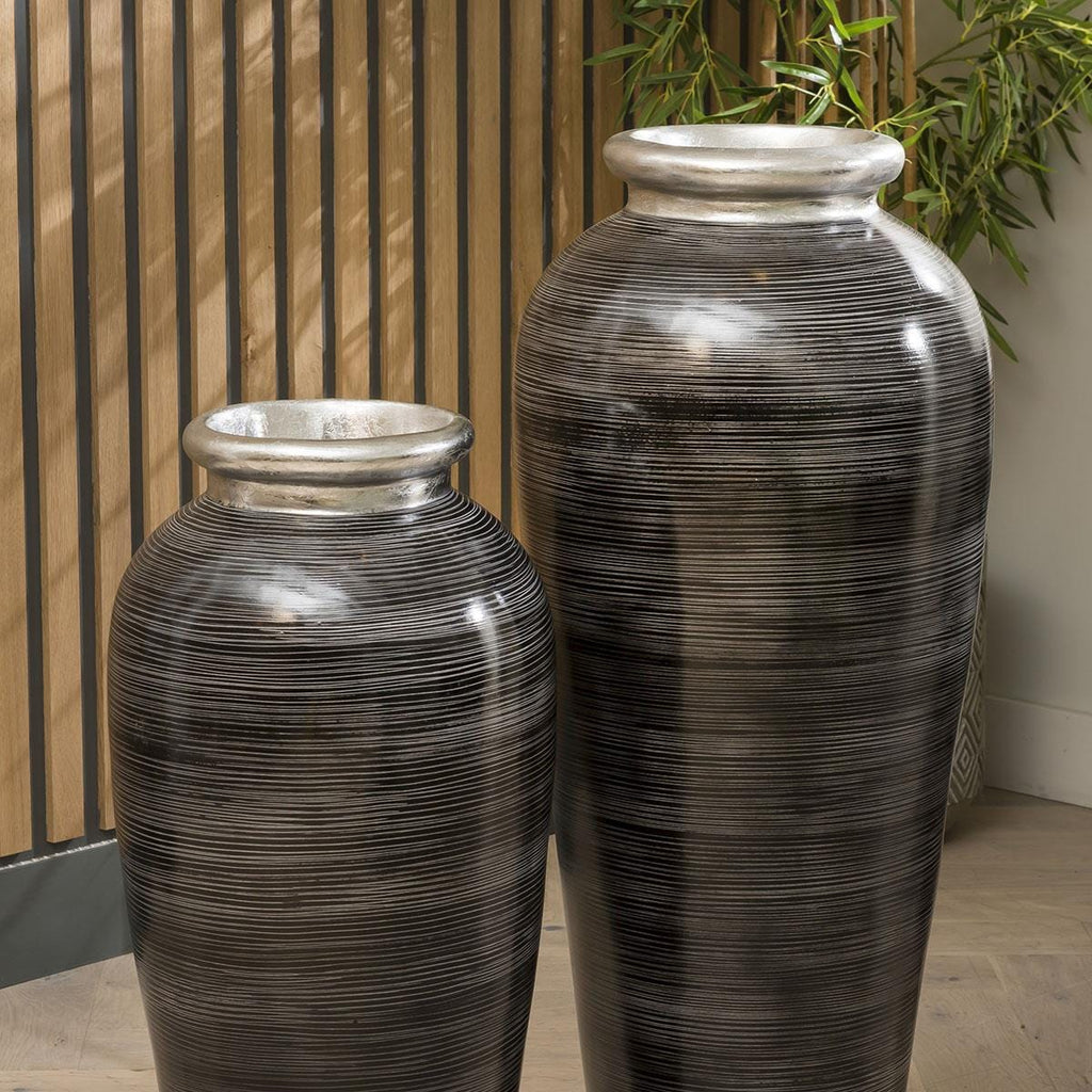 Silver and black Terracotta Lip Pot ( Set of 2 ) 100cm, 80cm