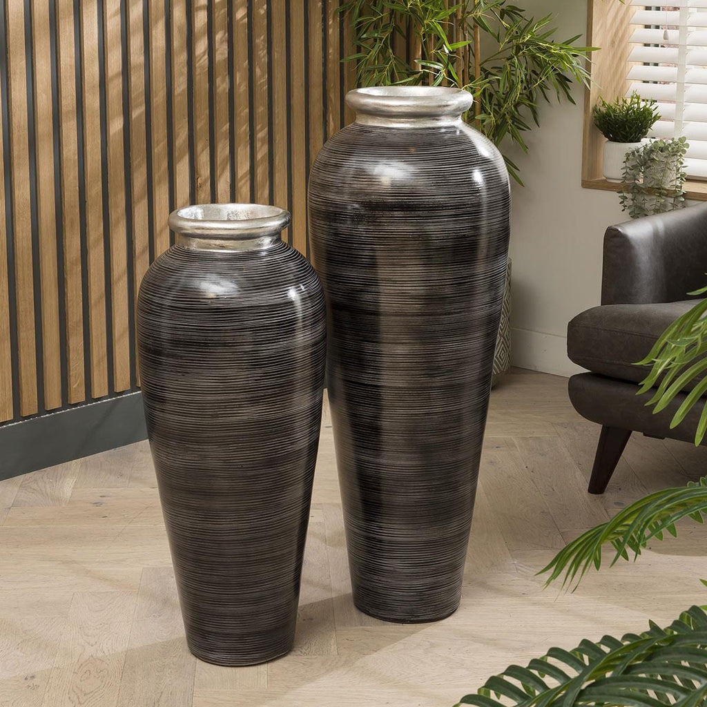 Silver and black Terracotta Lip Pot ( Set of 2 ) 100cm, 80cm