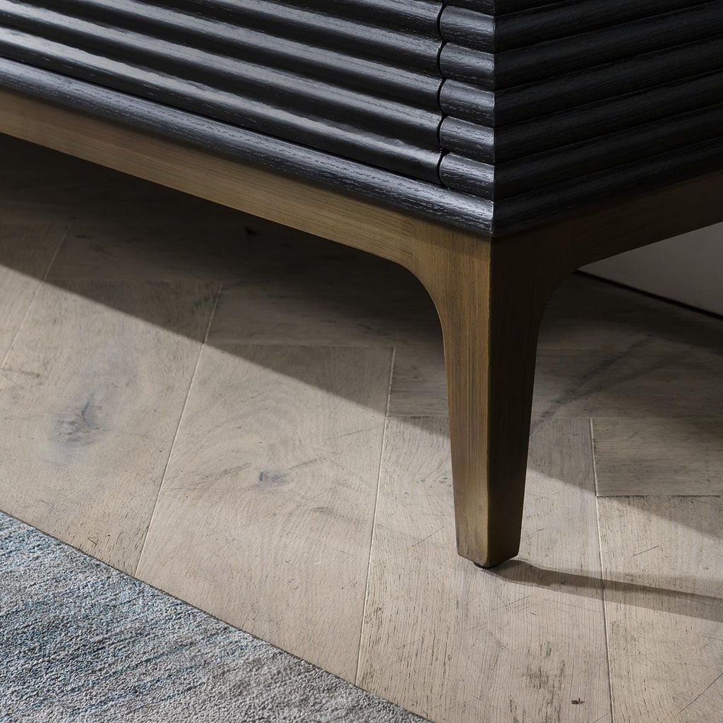 Baza 4 Door Sideboard Cabinet Fluted Black Oak 180cm