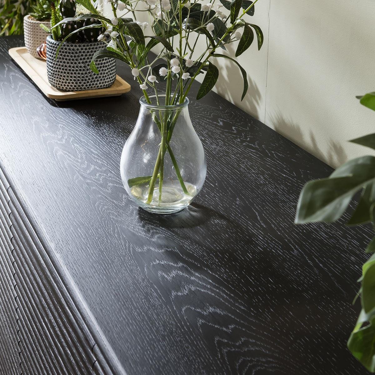 ExDisplay Baza 4 Door Sideboard Cabinet Fluted Black Oak 180cm