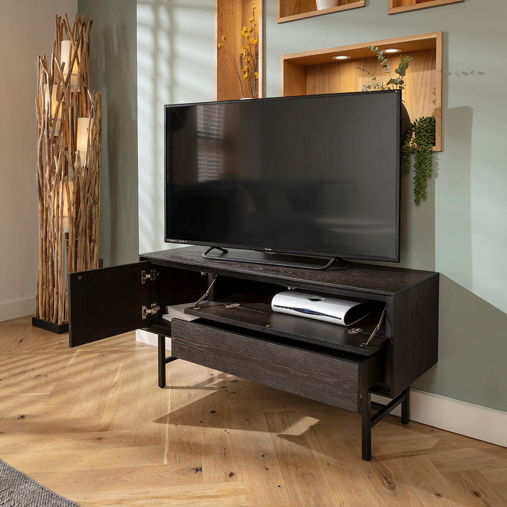 Grado Small TV Stand Cabinet Media Unit Dark Wood 125cm