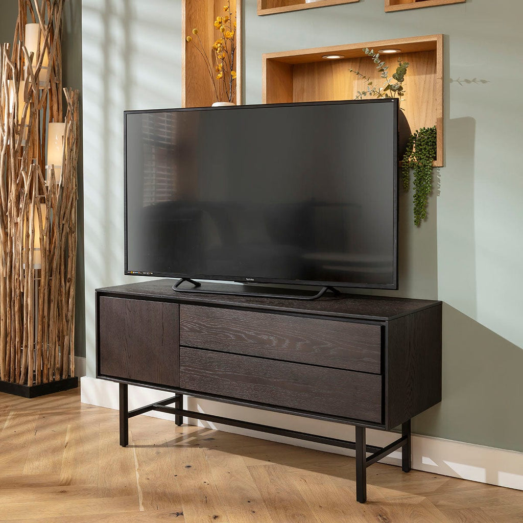 Grado Small TV Stand Cabinet Media Unit Dark Wood 125cm