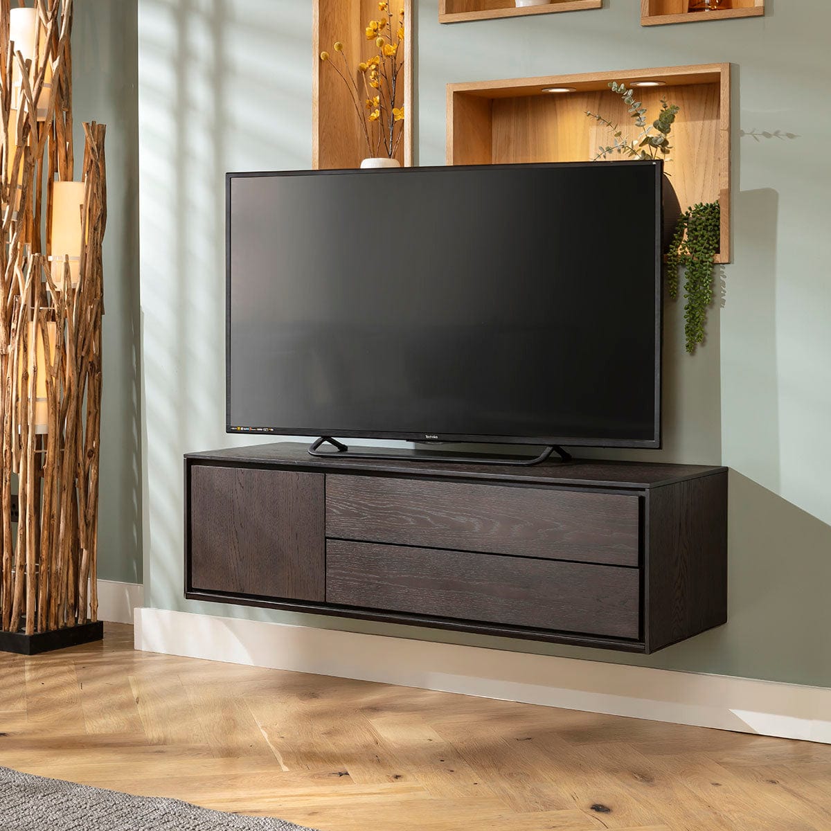 Grado Small TV Stand Cabinet Media Unit Dark Wood 125cm