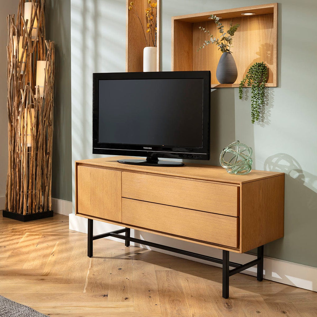 ExDisplay Grado Small TV Stand Cabinet Media Unit Light Wood 125cm