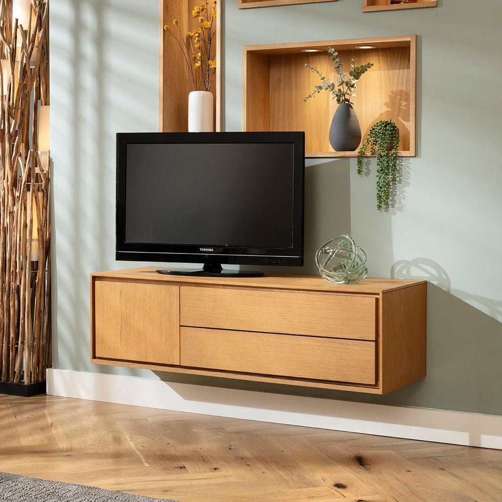 ExDisplay Grado Small TV Stand Cabinet Media Unit Light Wood 125cm