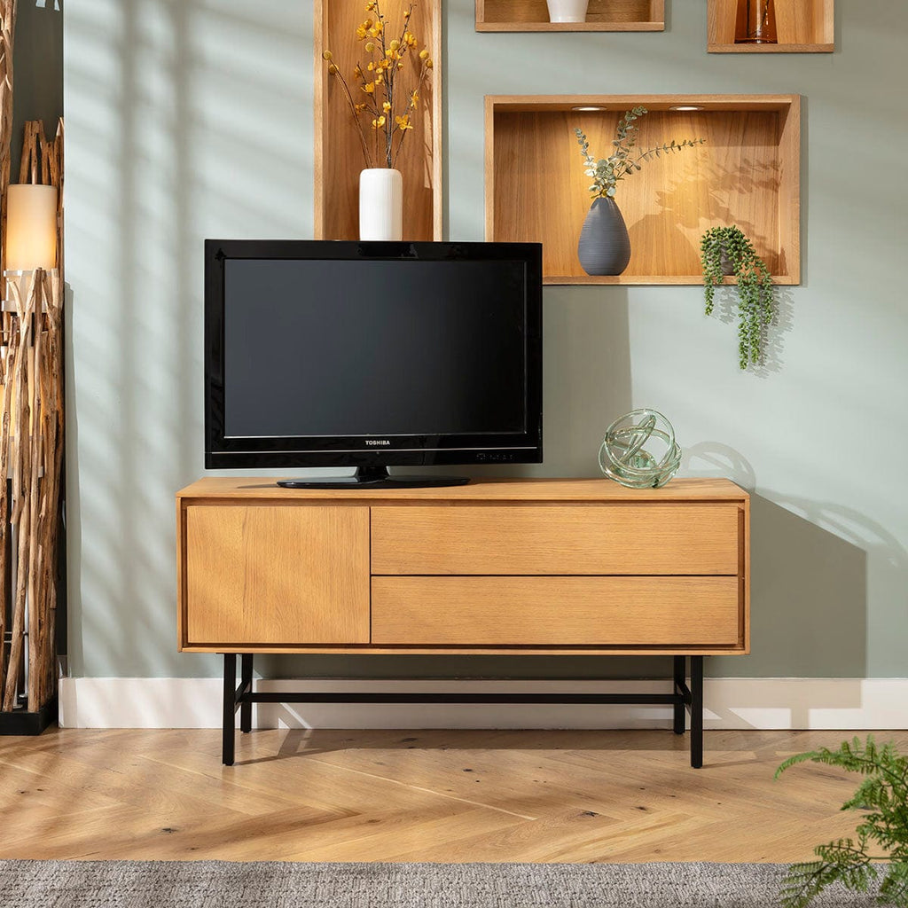 ExDisplay Grado Small TV Stand Cabinet Media Unit Light Wood 125cm