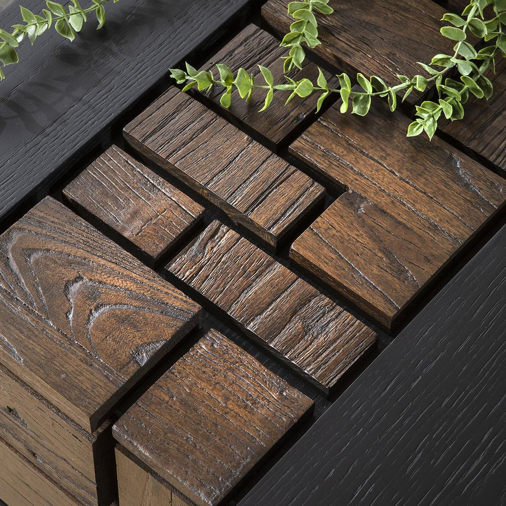 Dink Side Table Black Oak & Relcaimed Elm 60x60cm