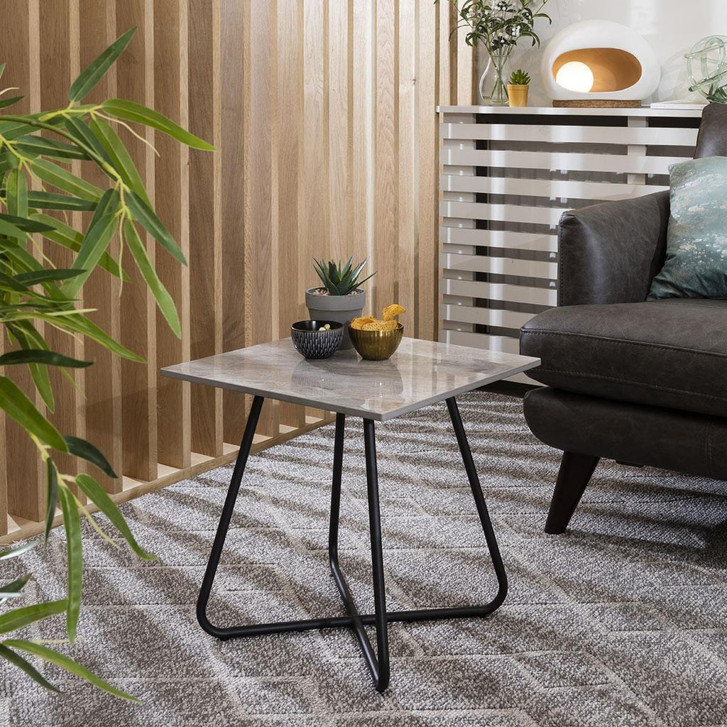 Lena Square Ceramic Lamp Table Grey