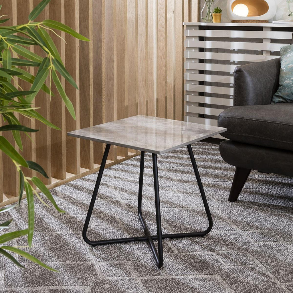 Lena Square Ceramic Lamp Table Grey