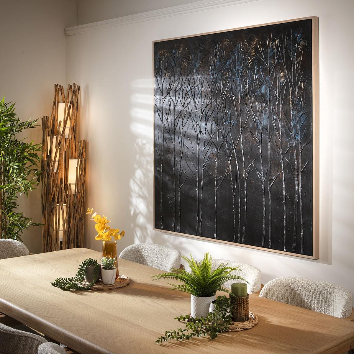 Square Abstract Framed Wall Artwork Black 150x150cm