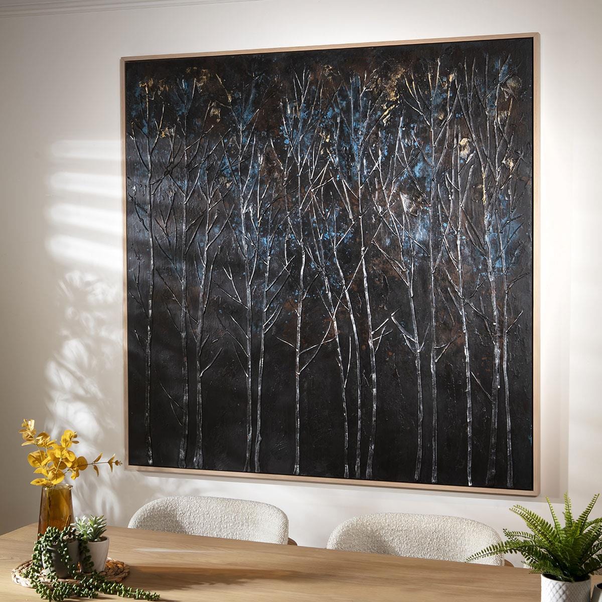 Square Abstract Framed Wall Artwork Black 150x150cm