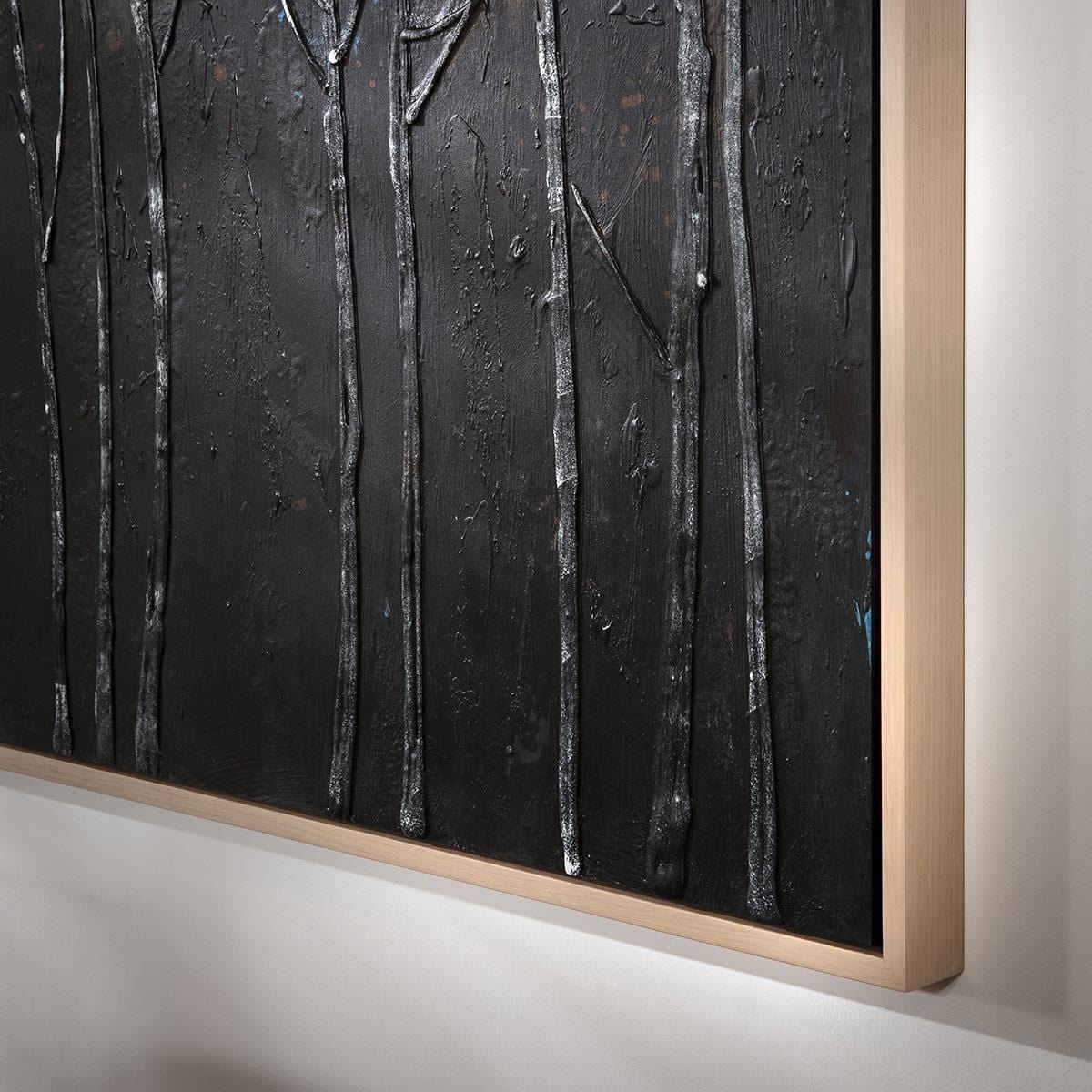 Square Abstract Framed Wall Artwork Black 150x150cm