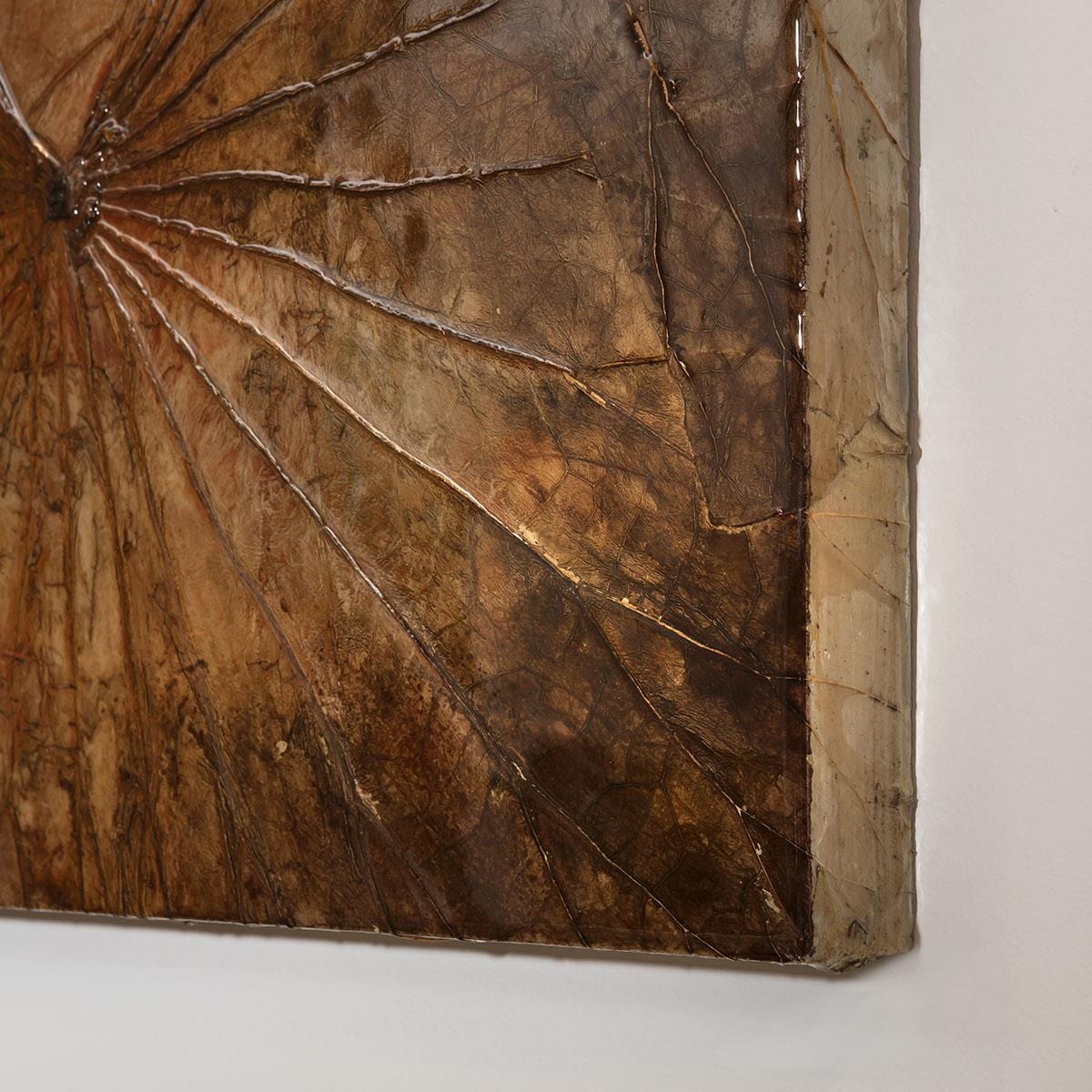 Square Lotus Framed Wall Artwork Gold & Brown 50x50cm