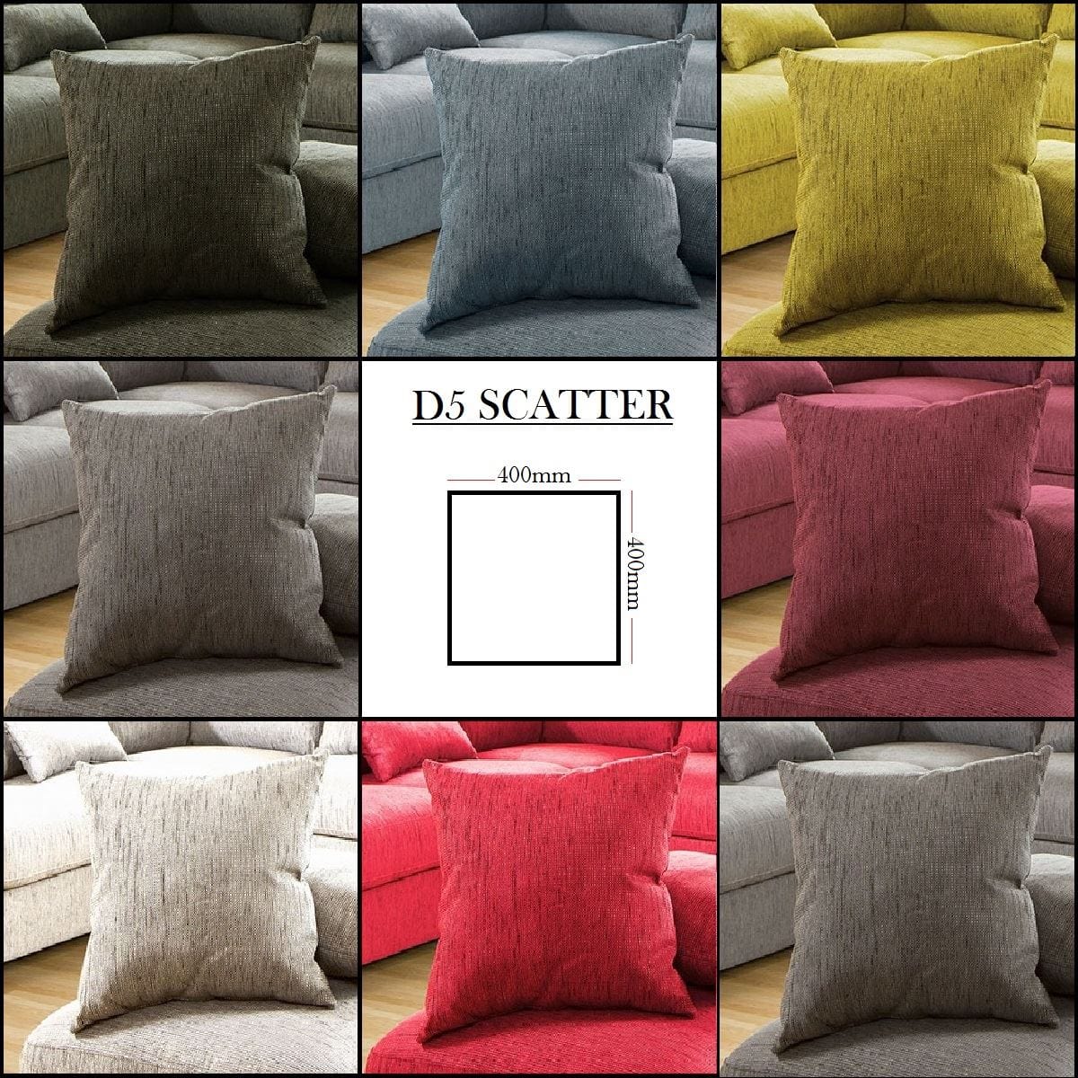 Square Scatter Cushion 40x40cm Made to Order, Choose which colour swatches you w