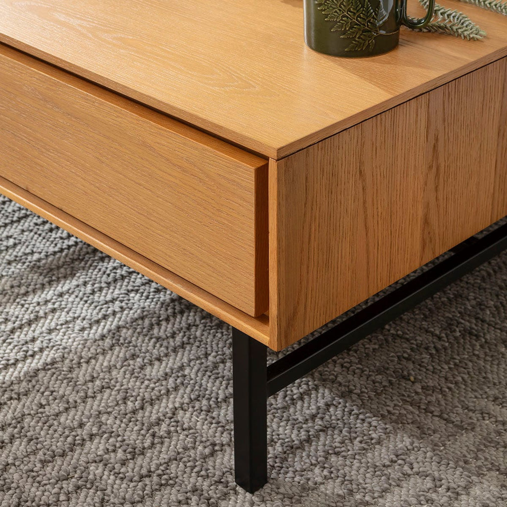 ExDisplay Grado Square Wooden Coffee Table with Storage Drawer Light Wood 85cm