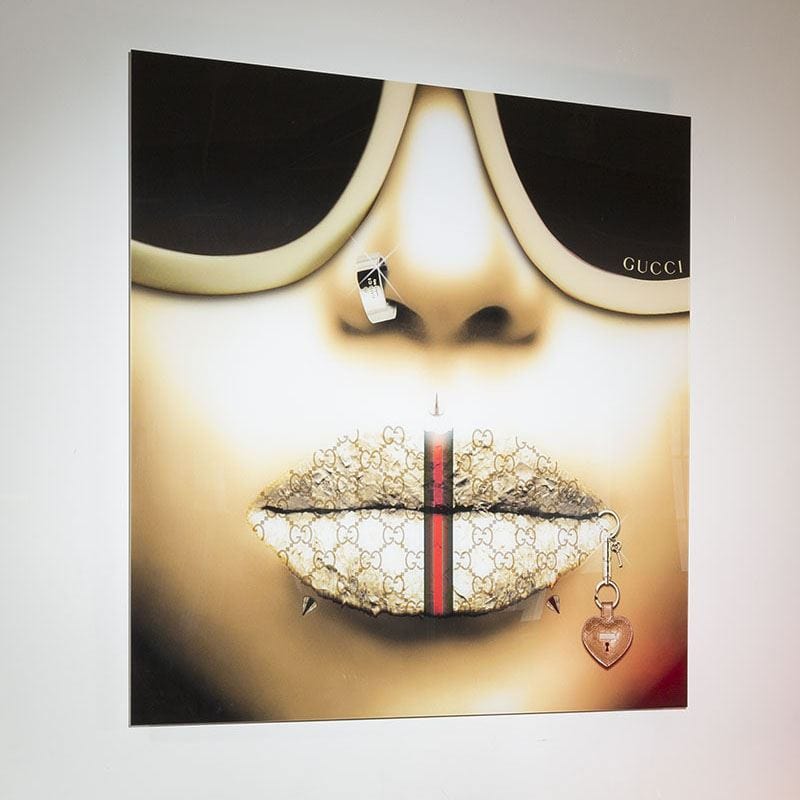 Stunning Large 1m x 1m  Art On Acrylic .Gucci Gold Face Gn4771