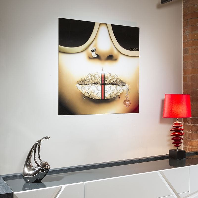 Stunning Large 1m x 1m  Art On Acrylic .Gucci Gold Face Gn4771