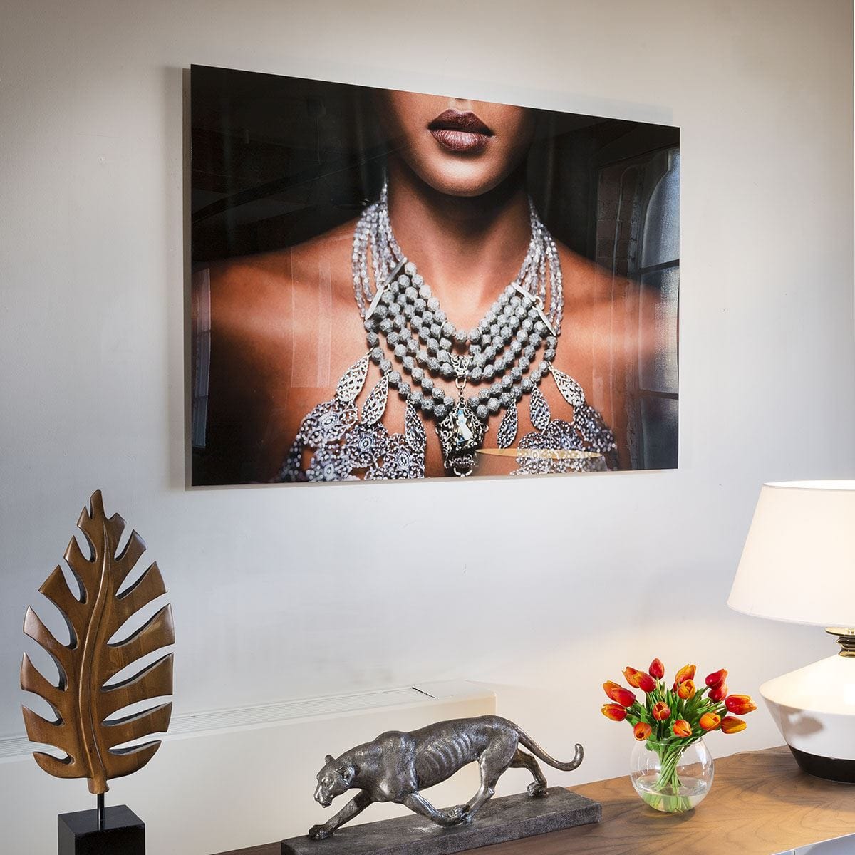 Stunning Large photographic Art On Acrylic. Lady With Necklace 7204