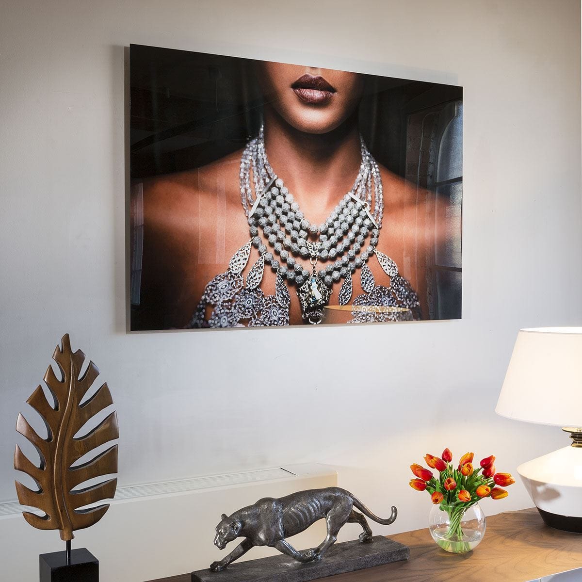 Stunning Large photographic Art On Acrylic. Lady With Necklace 7204