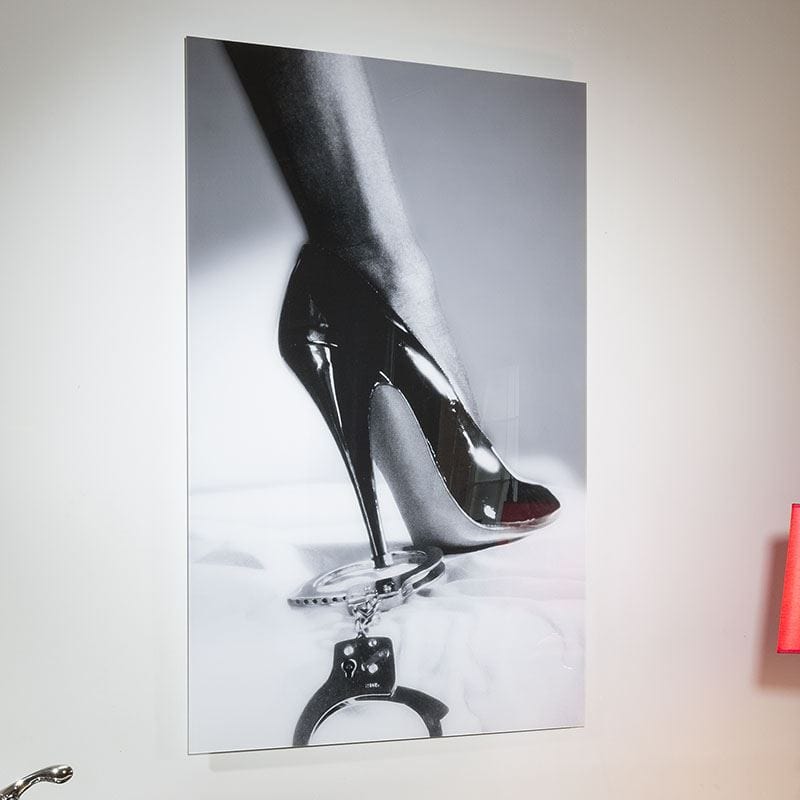 Stunning Large photographic Art On Acrylic.Stiletto and Handcuffs 4720
