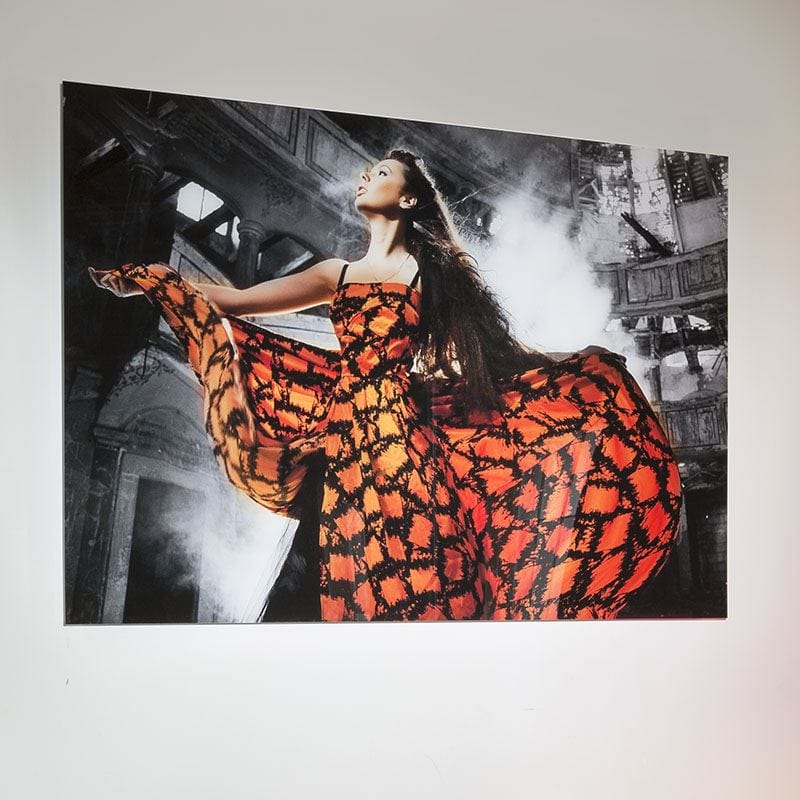 Stunning Large photographic Art On Acrylic. Woman Orange Dress GN5189